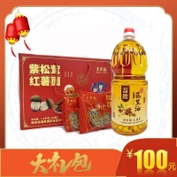 【春节套餐十】真然德紫松茸红薯面1.4kg/盒 、荔穗花生油1.8L/瓶